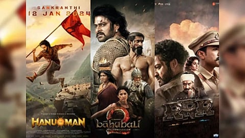 Movie poster of Hanuman, Bahubali &amp; RRR (IANS)
