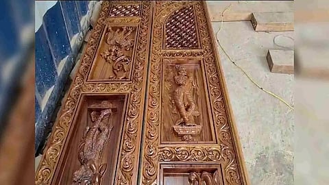 Visual of door to be placed in Ram Mandir. (Photo/ANI)