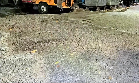 Damaged speed breaker at Zachariah Colony Main Road