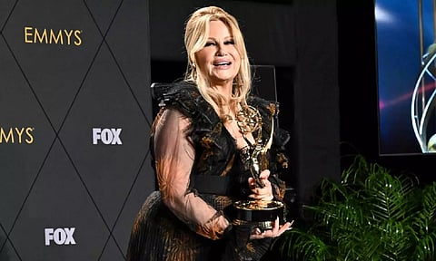 Jennifer Coolidge with her Emmy Award during the event in Los Angeles. (X/@TelevisionAcademy)