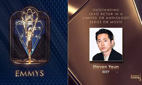 Steven Yeun won Lead Actor in a Limited Series or Movie category. (X/Television Academy)