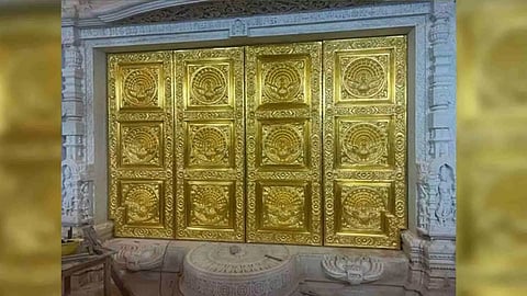 Door of Garbagriha installed at Ayodhya temple (ANI)