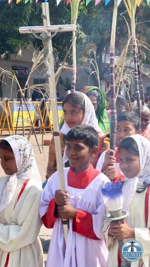The faithful gathered at Santhome Cathedral Basilica, embracing the spirit of Pongal and honoring the harvest festival with a special mass.