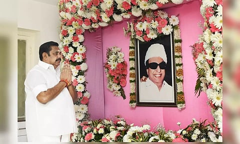 Edappadi K Palaniswami paid floral tribute to portrait of MGR
