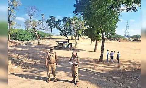 Preparations on for helipad at Panchakarai along the banks of Kollidam
