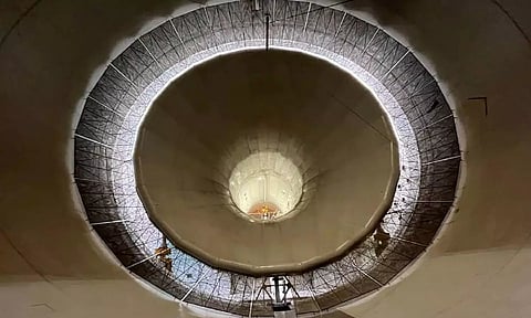 ONERA's S1MA wind tunnel outside Modane in the French Alps is pictured during a press visit to mark the start of wind testing of RISE, a potentially radical new design for jet engines being explored by Safran and GE Aerospace, in Avrieux. (Reuters)