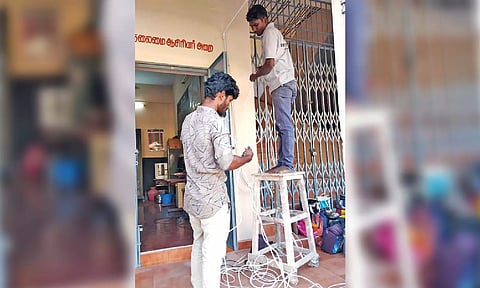 CCTV camera being installed at a school (file photo)