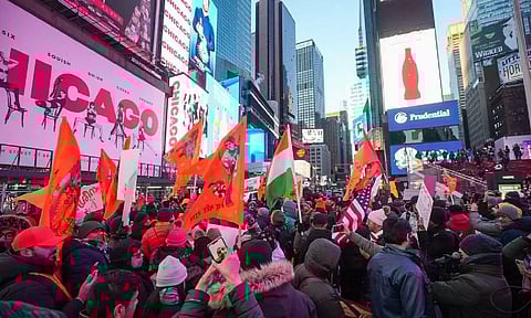 Indian diaspora illuminated Times Square, New York to celebrate the Pran Prathistha ceremony at Ram Mandir, Ayodhya.