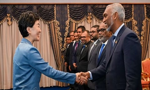 Vice Minister of International Department of CCP Sun Haiyan, Maldivian President Mohamed Muizzu (ANI)