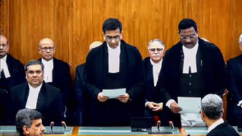 Justice P B Varale takes oath as Supreme Court judge. (PTI)