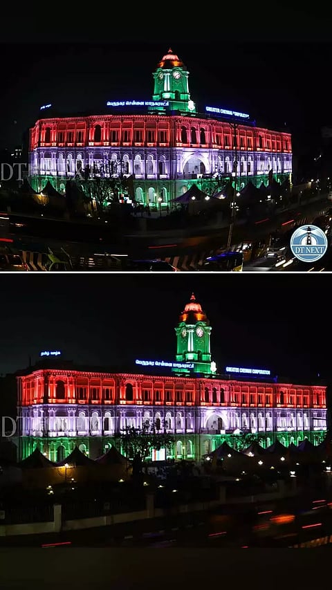 Ripon Building , the iconic structure in Chennai dazzles in  tri-Colours of the Indian flag , illuminating the spirit of patriotism ahead of Republic Day.