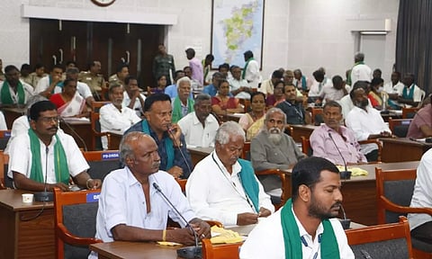 Farmers at the grievances meet in Vellore on Tuesday