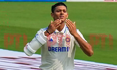 Yashasvi Jaiswal walks towards the pavilion after being dismissed by James Anderson on the second day of the second cricket test match between India and England on Saturday.