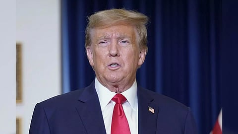 Former President Donald Trump speaks to the media at the Washington hotel (AP)