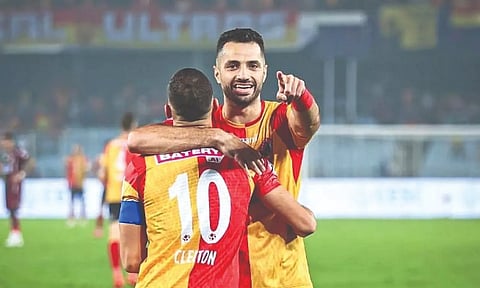 Cleiton Silva celebrates after scoring EBFC’s second goal