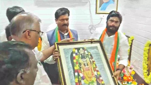 BJP chief Annamalai at the party election office inauguration in Aminjikarai, Chennai