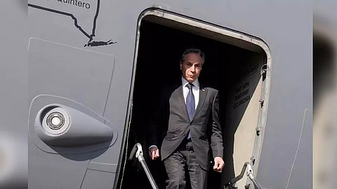 U.S. Secretary of State Antony Blinken arrives at Cairo Airport, in Cairo, Egypt. (Reuters)