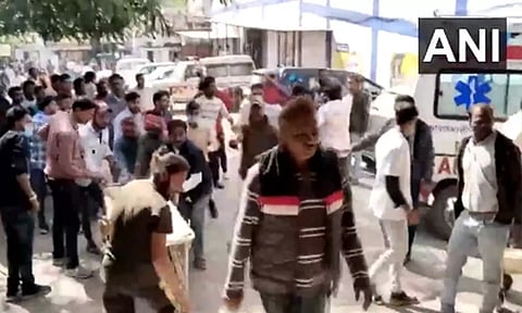 Injured in the firecracker factory being taken to hospital (ANI)