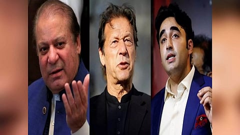 PML-N supremo Nawaz Sharif, PPP Chairman Bilawal Bhutto Zardari and PTI founder Imran Khan (Photo/ANI)