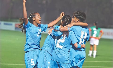 India were declared joint winners of the SAFF Women’s Under-19 Football Championships with hosts Bangladesh