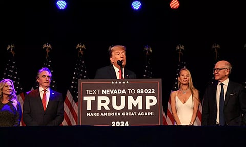 Nevada caucus night party for former US President Trump, in Las Vegas (Reuters)