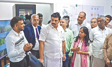Minister Mathiventhan and Additional Chief Secretary Supriya Sahu at the launch of the event in Coimbatore on Friday.