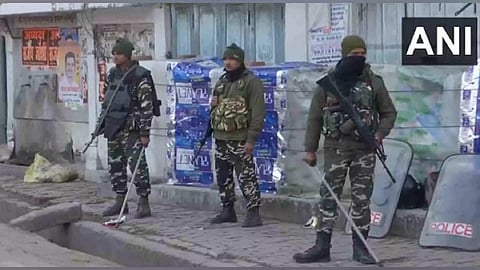 Security officials deployed in parts of the violence-hit area of ​​Haldwani, following an anti-encroachment drive. (Photo/ANI)