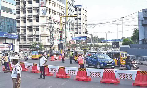 Traffic diverted at Uthamar Gandhi Salai in Nungambakkam