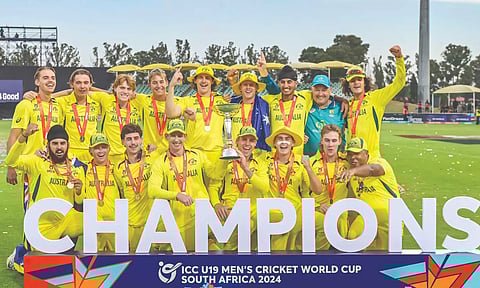 Australia celebrates winning the ICC U19 men’s World Cup final