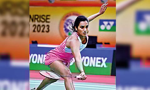 PV Sindhu in action back in 2023