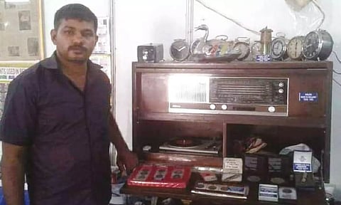 Abuthahir MA with his antique radio collection