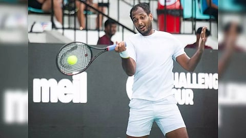 Ramkumar Ramanathan in action against Frenchman Maxime Janvier during Bengaluru Open 2024 (Image: KSLTA)