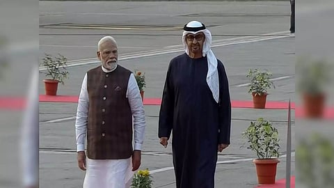 Prime Minister Narendra Modi with UAE President Mohamed bin Zayed Al Nahyan (File Photo/ANI)