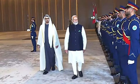 Prime Minister Narendra Modi and UAE President Mohammed bin Zayed Al Nahyan