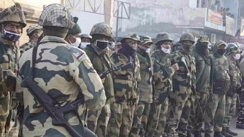 &nbsp;Huge security build-up continued on inter-state borders between Punjab and Haryana on the second day (Photo/IANS)