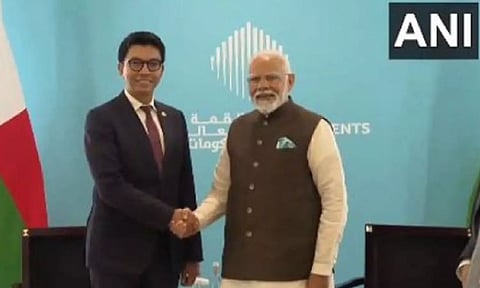 Prime Minister Narendra Modi with Madagascar President Andry Rajoelina (ANI)
