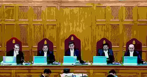 &nbsp;The five-judge bench during pronouncement of verdict on electoral bond scheme