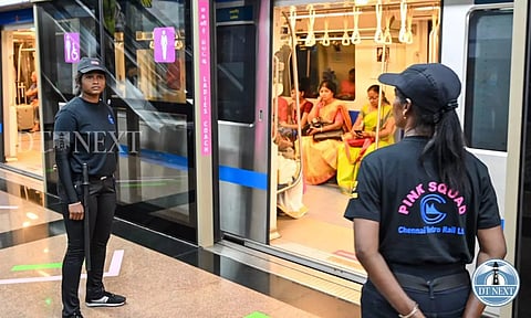 CMRL launched a 'pink squad' with women trained in martial arts and self-defense techniques. (Photo credit: Hemanathan M)
