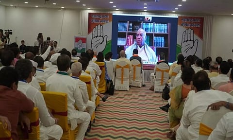 Congress Chief Mallikarjun Kharge attends training camp through video conference (X@kharge)