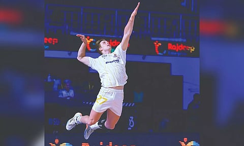 Max Senica in action during a match