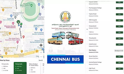 Screengrab from the Chennai Bus application.