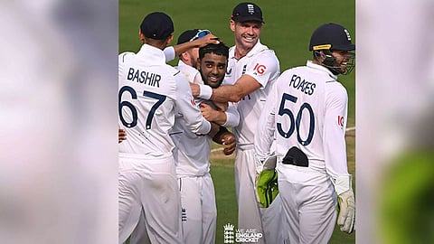 Rehan Ahmed with other English players (Picture: England Cricket/X)