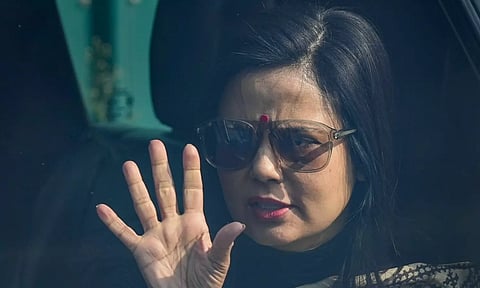 TMC leader Mahua Moitra speaks to the media after her expulsion from the Lok Sabha over the cash-for-query issue during the Winter session of Parliament. (PTI)