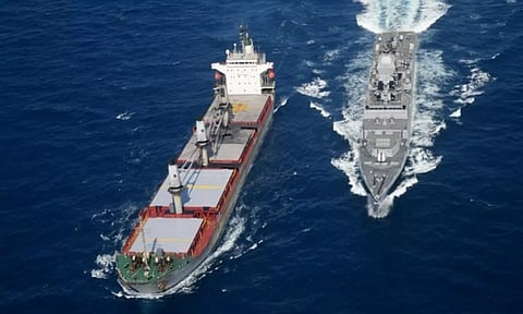 Indian Navy's destroyer responds to distress call in the Gulf of Aden (Indian Navy)