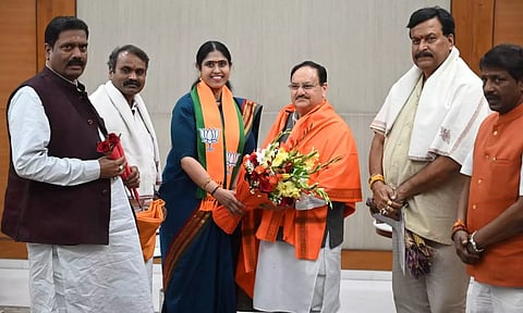 Vijayadharani with BJP national president JP Nadda.