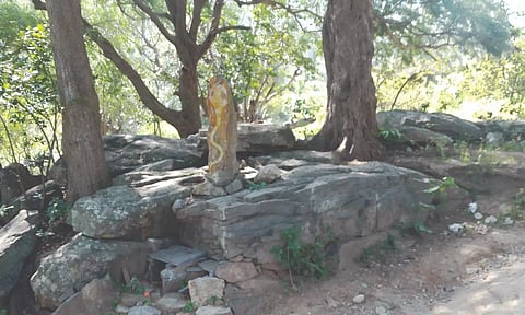 A dolmen with snake symbol