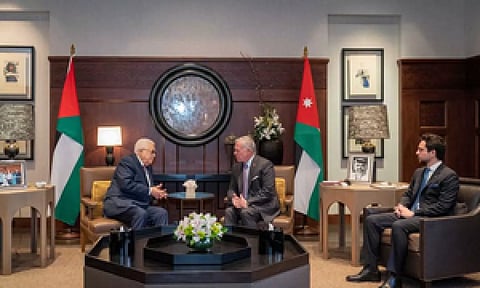 King Abdullah II of Jordan with Palestinian President Mahmoud Abbas