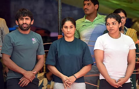 Bajrang, Vinesh, Sakshi (IANS)