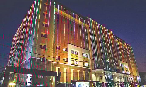 The newly dedicated Tower Block at Government Rajaji Hospital premises in Madurai on Tuesday