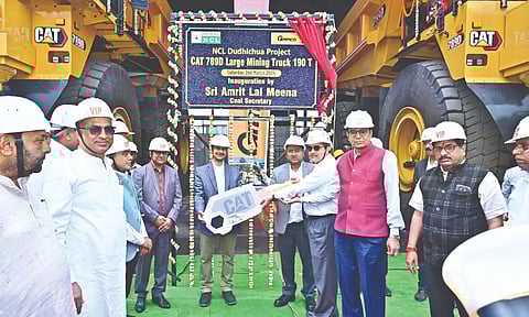 Secretary, Ministry of Coal, Amrit Lal Meena, inaugurating 190-tonne Made in India dumpers of NCL